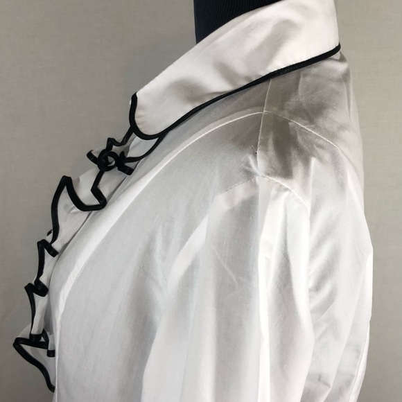 Javelin Blouse Women White Front Collared RufflesSize14 Long Sleeve Buttons =O - Picture 8 of 12